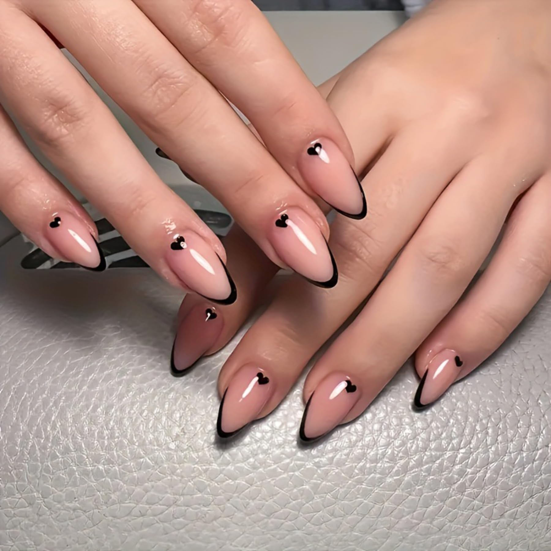 Glossy Almond French Tip Valentine Nails My Store