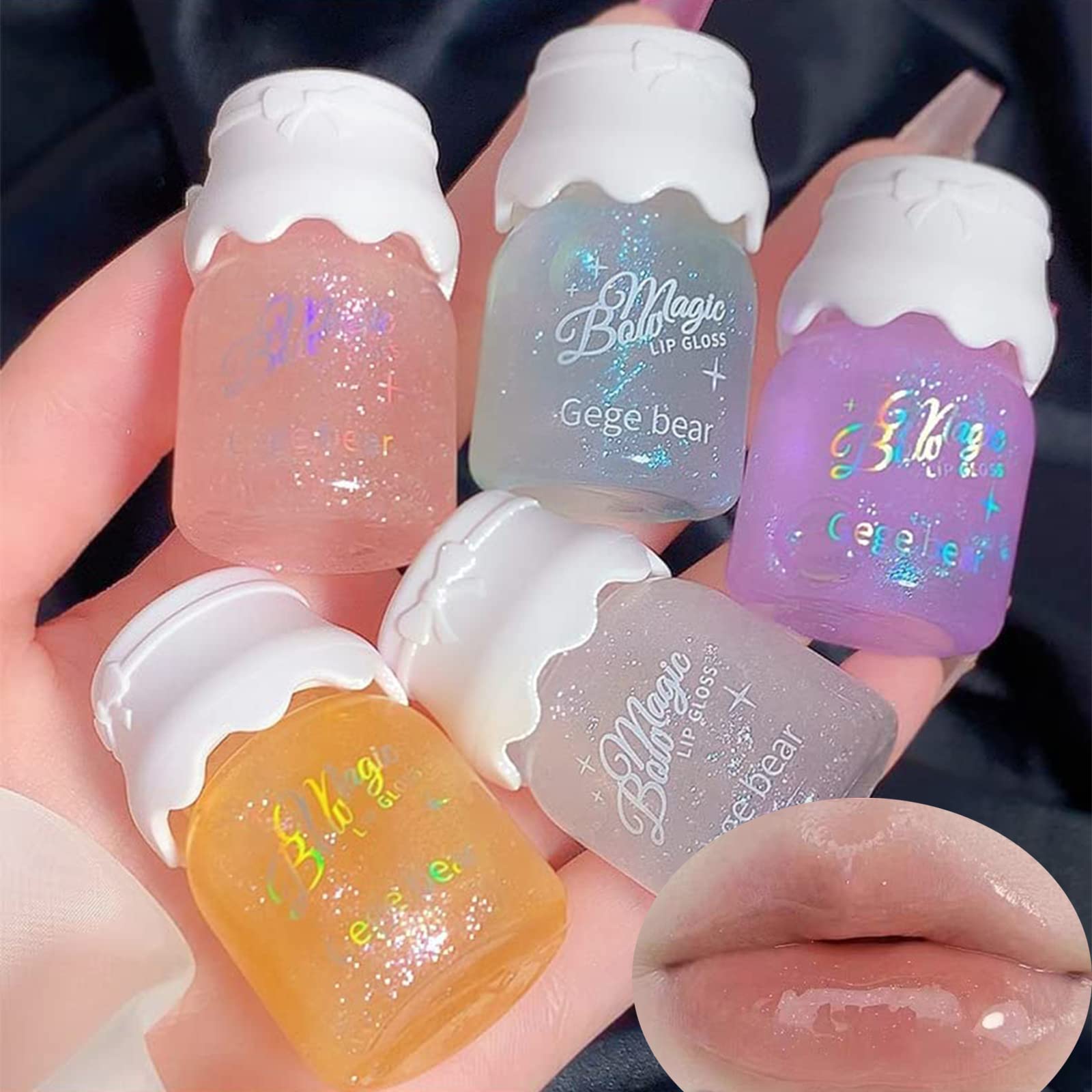 Mrettick 5 Colors Shimmer Lip Gloss Set Hydrating Lip Glow Oil Cute Hydrating Tinted Lip Transparent Balm Set My Store