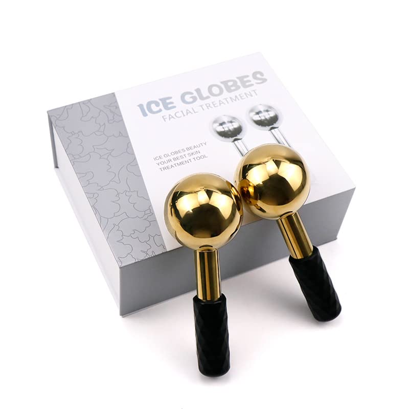 brakverla Facial Ice Globes and Roller Cooling Massager for Face Eyes and Neck Cryotherapy Treatment for Puffiness Dark Circles and Wrinkles (Gold) My Store
