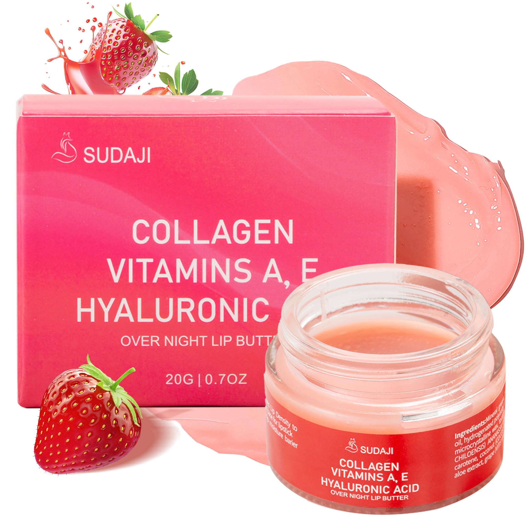 SUDAJI Collagen Lip Mask Hydrating Lip Balm Overnight Moisture Lip Butter with Hyaluronic Acid & Aloe Vera Sleeping Nourishing Lip Butter Balm My Store